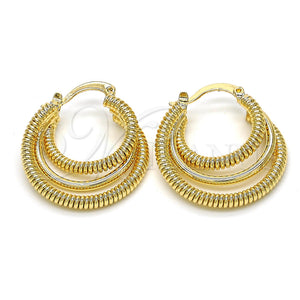 Argolla Pequeña 5.144.012.25 Oro Laminado, Diseño de Torcido, Diamantado, Tono Dorado