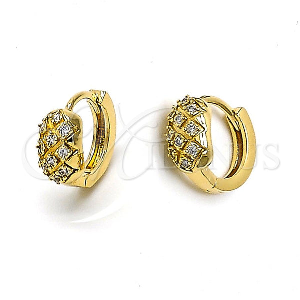 Argolla Huggie 02.63.2289 Oro Laminado, con Blanca Zirconia Cubica, Pulido, Tono Dorado