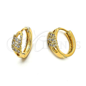 Argolla Huggie 02.63.2290 Oro Laminado, con Blanca Zirconia Cubica, Pulido, Tono Dorado