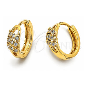 Argolla Huggie 02.63.2290 Oro Laminado, con Zirconia Cubica Blanca, Pulido, Tono Dorado