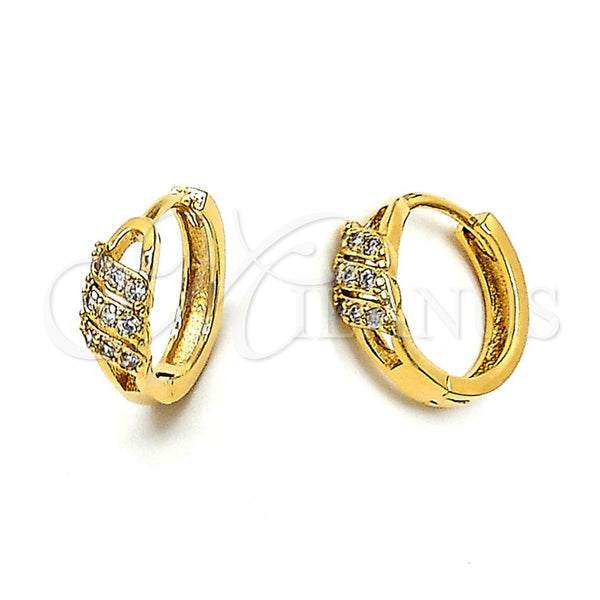Argolla Huggie 02.63.2290 Oro Laminado, con Blanca Zirconia Cubica, Pulido, Tono Dorado