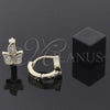 Argolla Huggie 02.63.2295 Oro Laminado, Diseño de Oja, con Blanca Zirconia Cubica, Pulido, Tono Dorado