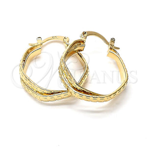 Argolla Pequeña 5.146.014 Oro Laminado, Diseño de Torcido, Diamantado, Tono Dorado