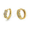 Argolla Huggie 02.63.2301 Oro Laminado, con Blanca Micro Pave, Pulido, Tono Dorado