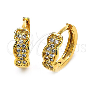 Argolla Huggie 02.63.2301 Oro Laminado, con Blanca Micro Pave, Pulido, Tono Dorado