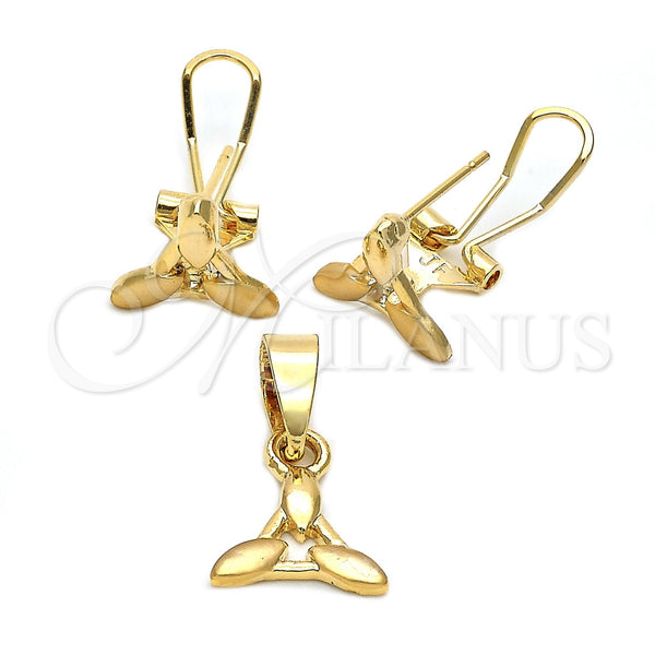 Juego de Arete y Dije de Adulto 5.042.008 Oro Laminado, Pulido, Tono Dorado