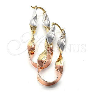 Argolla Grande 5.147.005 Oro Laminado, Diseño de Torcido, Pulido, Tres Tonos