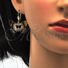 Arete Colgante 5.078.012 Oro Laminado, Diseño de Mariposa, Diamantado, Tono Dorado