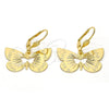 Arete Colgante 5.078.012 Oro Laminado, Diseño de Mariposa, Diamantado, Tono Dorado