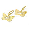 Arete Colgante 5.078.012 Oro Laminado, Diseño de Mariposa, Diamantado, Tono Dorado