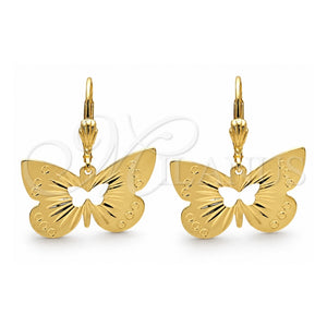 Arete Colgante 5.078.012 Oro Laminado, Diseño de Mariposa, Diamantado, Tono Dorado