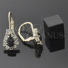 Arete Gancho Frances 5.125.011 Oro Laminado, Diseño de Gota, con Blanca and Negro Zirconia Cubica, Pulido, Tono Dorado
