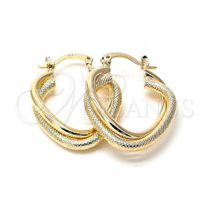 Argolla Pequeña 5.147.028 Oro Laminado, Diseño de Torcido y Corazón, Diamantado, Tono Dorado