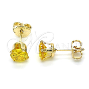 Arete Dormilona 5.128.046.1 Oro Laminado, con Amarillo Zirconia Cubica, Pulido, Tono Dorado