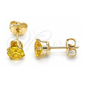 Arete Dormilona 5.128.046.1 Oro Laminado, con Zirconia Cubica Amarillo, Pulido, Tono Dorado