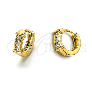 Argolla Huggie 5.132.031 Oro Laminado, con Blanca Zirconia Cubica, Pulido, Tono Dorado