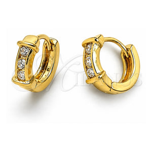 Argolla Huggie 5.132.031 Oro Laminado, con Zirconia Cubica Blanca, Pulido, Tono Dorado