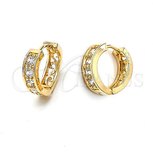 Argolla Huggie 5.131.007.1 Oro Laminado, con Blanca Zirconia Cubica, Pulido, Tono Dorado
