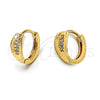 Argolla Huggie 02.63.2325 Oro Laminado, con Blanca Zirconia Cubica, Pulido, Tono Dorado
