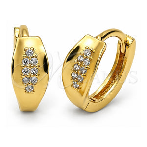 Argolla Huggie 02.63.2325 Oro Laminado, con Zirconia Cubica Blanca, Pulido, Tono Dorado
