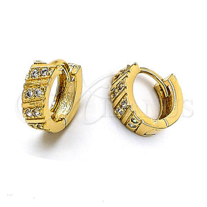Argolla Huggie 02.63.2326 Oro Laminado, con Blanca Zirconia Cubica, Pulido, Tono Dorado