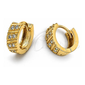 Argolla Huggie 02.63.2326 Oro Laminado, con Zirconia Cubica Blanca, Pulido, Tono Dorado