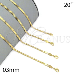 Gargantilla Basica 04.63.1287.20 Oro Laminado, Diseño de Rolo, Pulido, Tono Dorado (03 MM Thickness, 20 Inches Length)