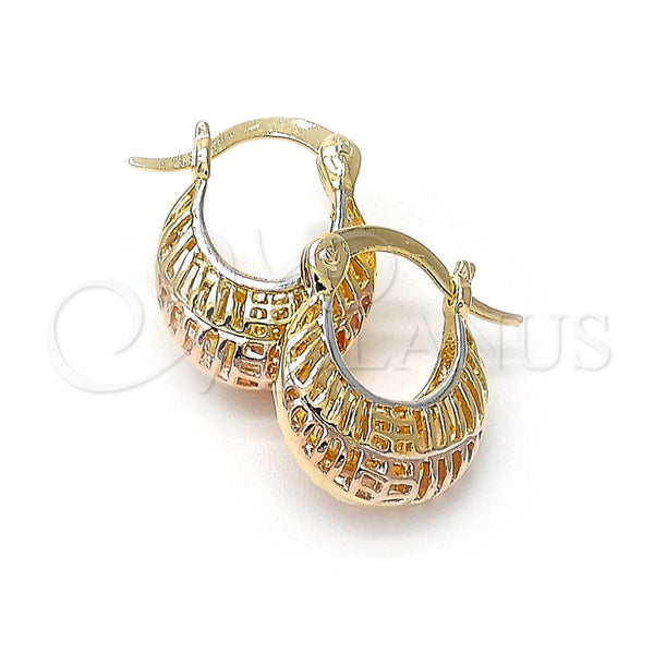 Argolla Pequeña 5.151.025 Oro Laminado, Diseño de File, Pulido, Tres Tonos