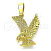 Dije Elegante 5.183.019 Oro Laminado, Diseño de Águila, Diamantado, Tono Dorado
