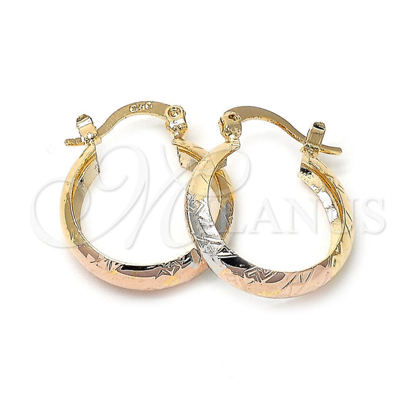 Argolla Pequeña 5.153.019 Oro Laminado, Diamantado, Tres Tonos