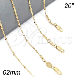 Gargantilla Basica 5.223.024.20 Oro Laminado, Diseño de Rolo, Pulido, Tono Dorado (0.40 Gauge, 02 MM Thickness, 20 Inches Length)