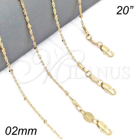 Gargantilla Basica 5.223.024.20 Oro Laminado, Diseño de Rolo, Pulido, Tono Dorado (0.40 Gauge, 02 MM Thickness, 20 Inches Length)