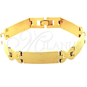 Pulsera Solida 5.035.008.1 Oro Laminado, Diseño de Besos y Abrazos, Pulido, Tono Dorado (08 MM Thickness, 8 Inches Length)