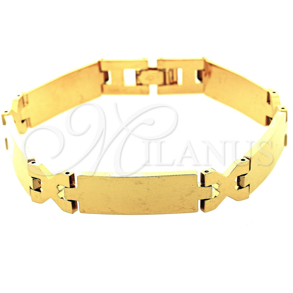 Pulsera Solida 5.035.008.1 Oro Laminado, Diseño de Besos y Abrazos, Pulido, Tono Dorado (08 MM Thickness, 8 Inches Length)