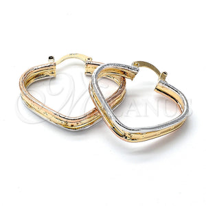 Argolla Mediana 5.154.017 Oro Laminado, Diseño de Corazón, Diamantado, Tres Tonos