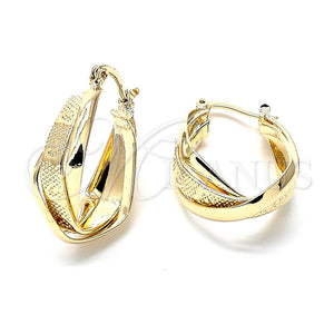 Argolla Pequeña 5.155.006 Oro Laminado, Diseño de Torcido, Diamantado, Tono Dorado