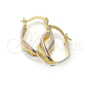 Argolla Pequeña 5.155.015 Oro Laminado, Diseño de Torcido, Diamantado, Tres Tonos