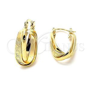 Argolla Pequeña 5.155.022 Oro Laminado, Diseño de Torcido y Flor, Mate, Tono Dorado
