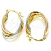 Argolla Pequeña 5.155.025.15 Oro Laminado, Diseño de Torcido, Pulido, Tres Tonos