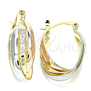 Argolla Pequeña 5.155.025.15 Oro Laminado, Diseño de Torcido, Pulido, Tres Tonos