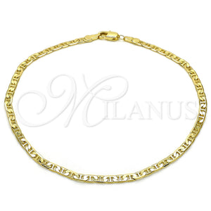 Tobillera Básica 5.222.026.10 Oro Laminado, Diseño de Mariner y Mariner, Pulido, Tono Dorado (0.80 Gauge, 03 MM Thickness, 10 Inches Length)