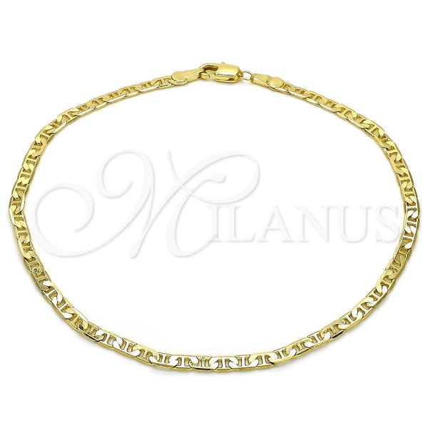 Tobillera Básica 5.222.026.10 Oro Laminado, Diseño de Mariner y Mariner, Pulido, Tono Dorado (0.80 Gauge, 03 MM Thickness, 10 Inches Length)