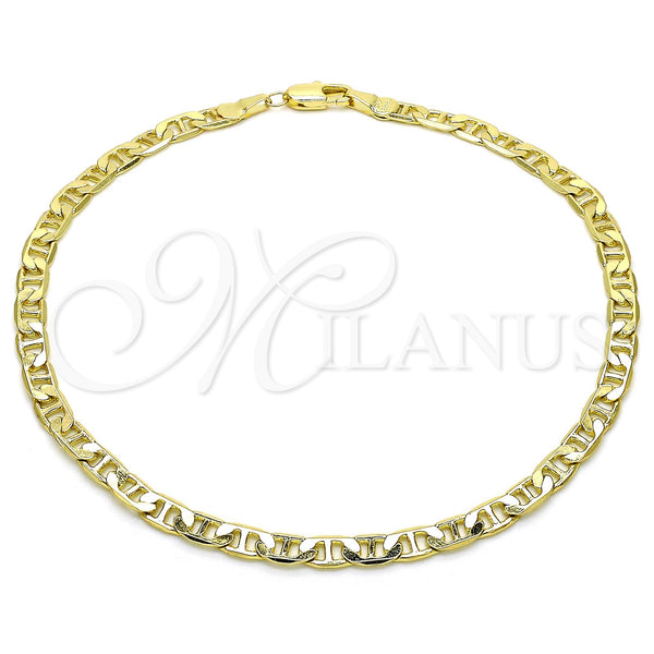 Tobillera Básica 5.222.025.10 Oro Laminado, Diseño de Mariner y Mariner, Pulido, Tono Dorado (100 Gauge, 04 MM Thickness, 10 Inches Length)