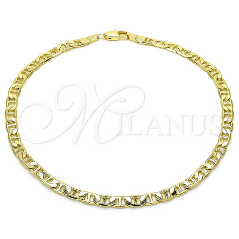 Tobillera Básica 5.222.025.10 Oro Laminado, Diseño de Mariner y Mariner, Pulido, Tono Dorado (100 Gauge, 04 MM Thickness, 10 Inches Length)