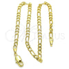 Tobillera Básica 5.222.017.10 Oro Laminado, Diseño de Figaro, Pulido, Tono Dorado (0.80 Gauge, 03 MM Thickness, 10 Inches Length)