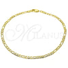 Tobillera Básica 5.222.017.10 Oro Laminado, Diseño de Figaro, Pulido, Tono Dorado (0.80 Gauge, 03 MM Thickness, 10 Inches Length)