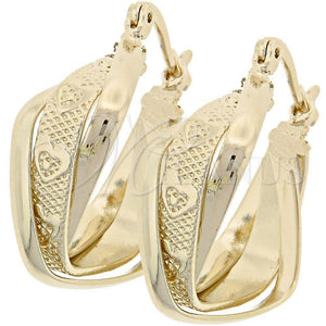 Argolla Pequeña 5.156.010 Oro Laminado, Diseño de Corazón, Diamantado, Tono Dorado