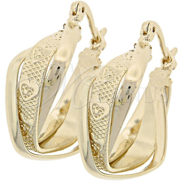 Argolla Pequeña 5.156.010 Oro Laminado, Diseño de Corazón, Diamantado, Tono Dorado