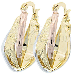 Argolla Pequeña 5.156.019 Oro Laminado, Diseño de Corazón y Bufalo, Diamantado, Tres Tonos