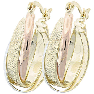 Argolla Mediana 5.156.021 Oro Laminado, Diseño de Torcido y Tortuga, Diamantado, Tres Tonos